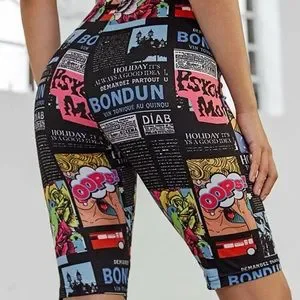 Shein newspaper print biker shorts